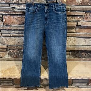 Banana Republic The Flare High Rise Jean in Medium Wash Stretch Cotton Denim